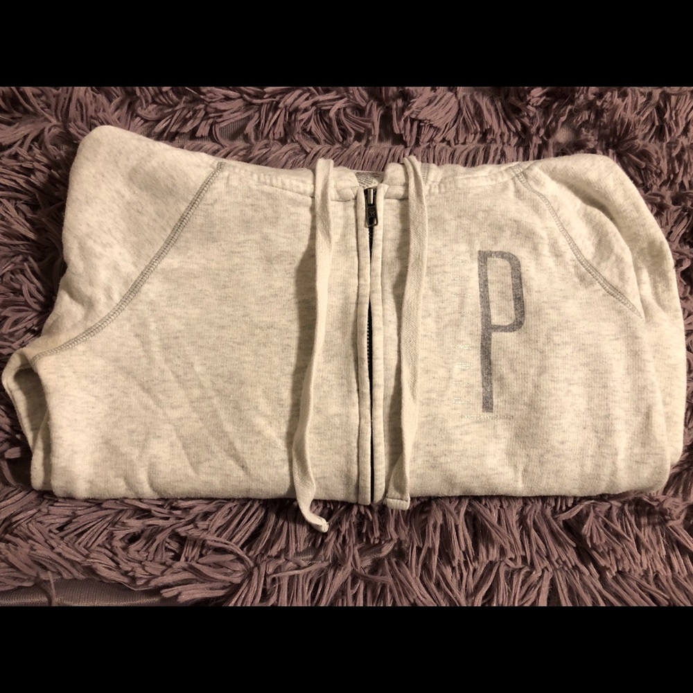 PINK Off white zip up hoodie